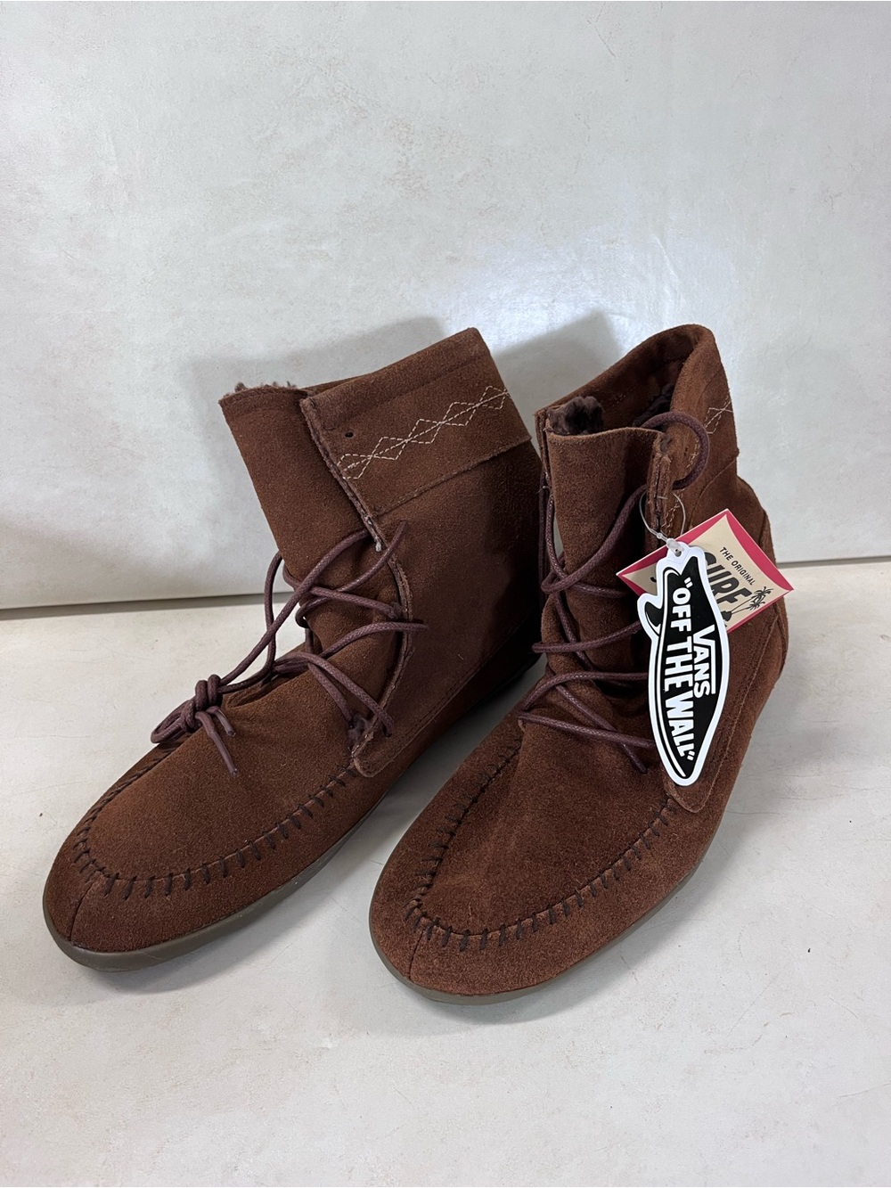 BRAND NEW NEVER WORN Vans Brown Suede Moccasin Boot